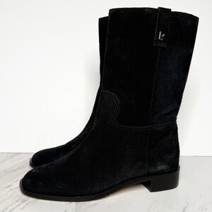 Larroude Barb Black Suede Boot 7 1/2